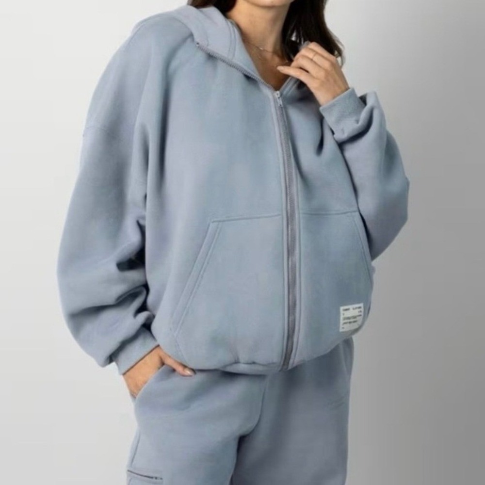 Comfrt Unisex Affirmation Collection Vol 9 Oversized Zip Up Hoodie XS Slate Blue